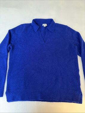 J. Crew Women's V-Neck Collins Collar Sweater in Cobalt
